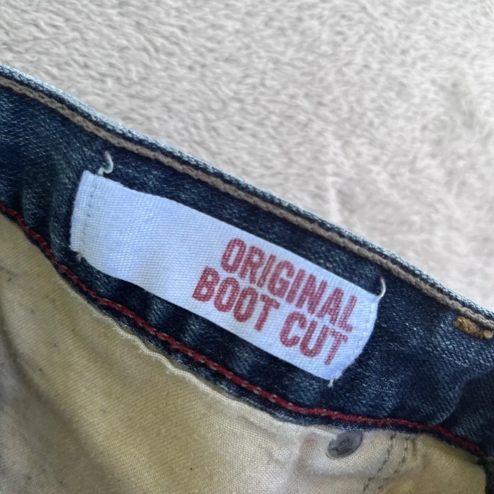Arizona Jeans Mens 38X30 Blue Original Bootcut Mid Rise Ripped Dark Wash Denim‎